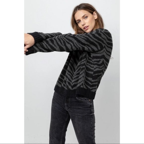 Rails Chance Tiger Stripe Crew Neck Wool Blend Pullover Sweater Women Size S - Picture 5 of 11
